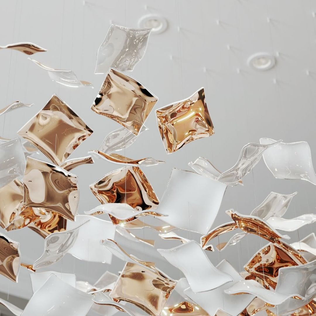 Floating Square Project Installation chandelier view 3