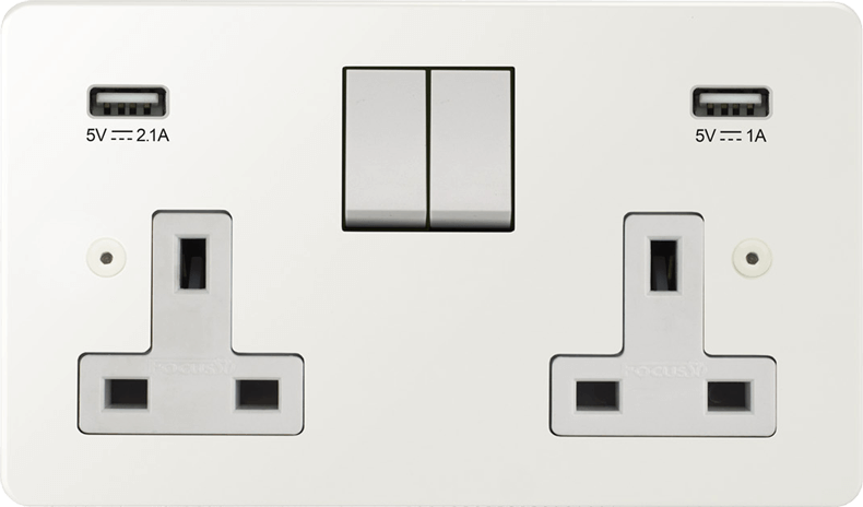 Horizon Classic Double Socket + USB architectural switches view 2