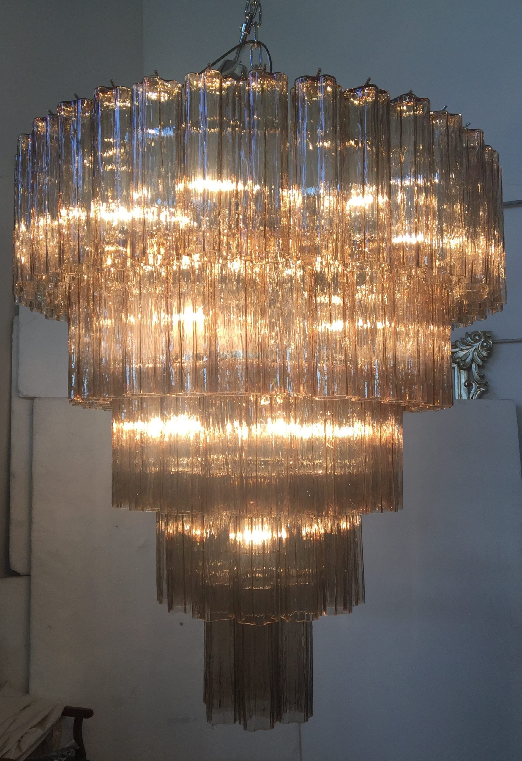 VORELLI Erminia Tronchi Murano Glass Staircase Chandelier - Tronchi Murano Glass image 4