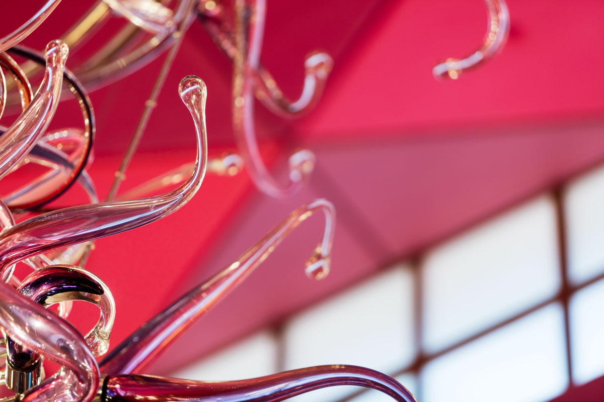 Steel Frame Pink Flower Project Installation project lighting view 5