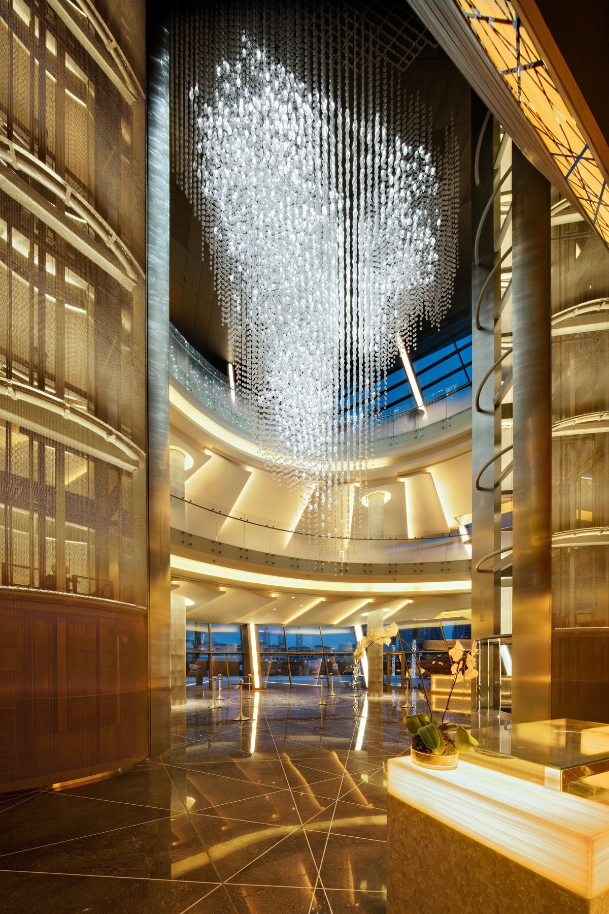 Crystal Bead Waterfall Project Installation project lighting view 6