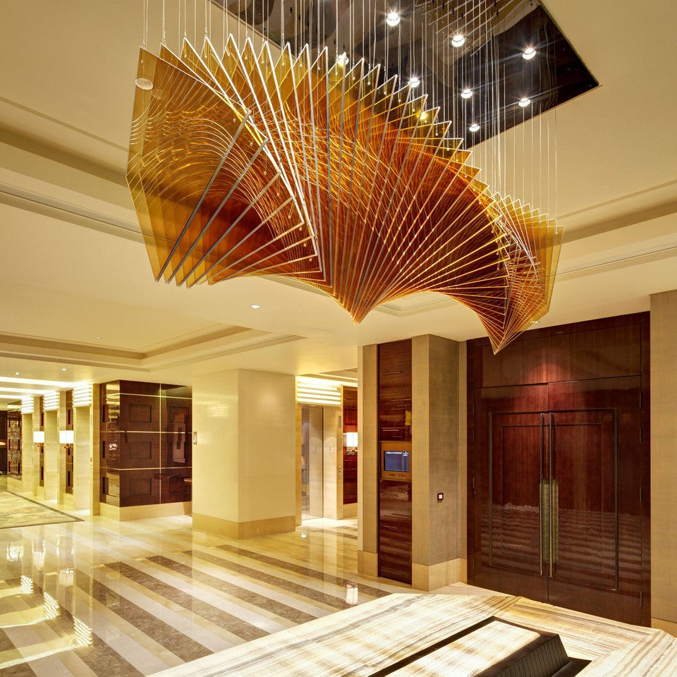 Architectural Wave Project Installation chandelier studio view