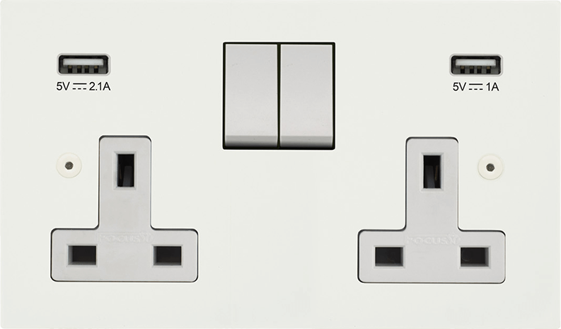 Horizon Square Double Socket + USB architectural switches studio view