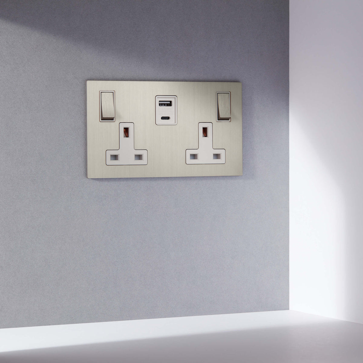 Renaissance Double Socket + USB/C architectural switches in a refined interior