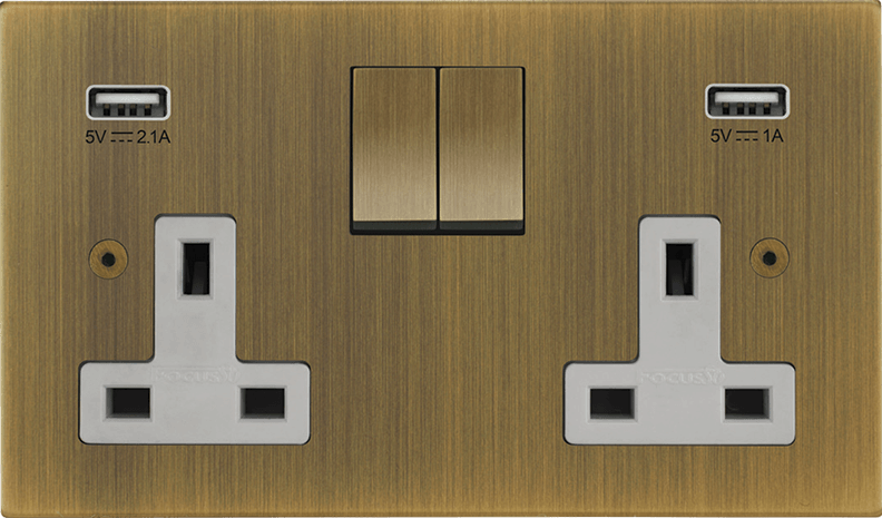 Horizon Square Double Socket + USB architectural switches view 2