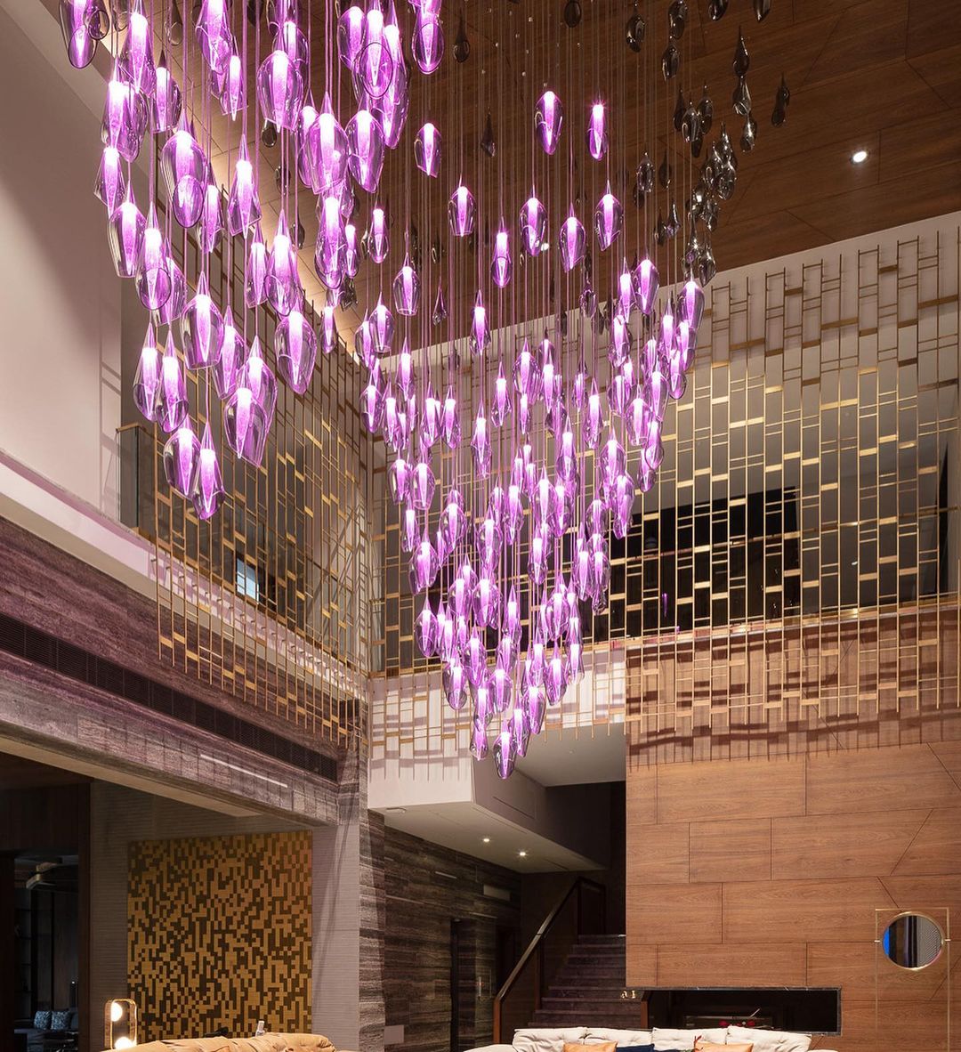 Open Glass Droplet Project Installation chandelier view 6