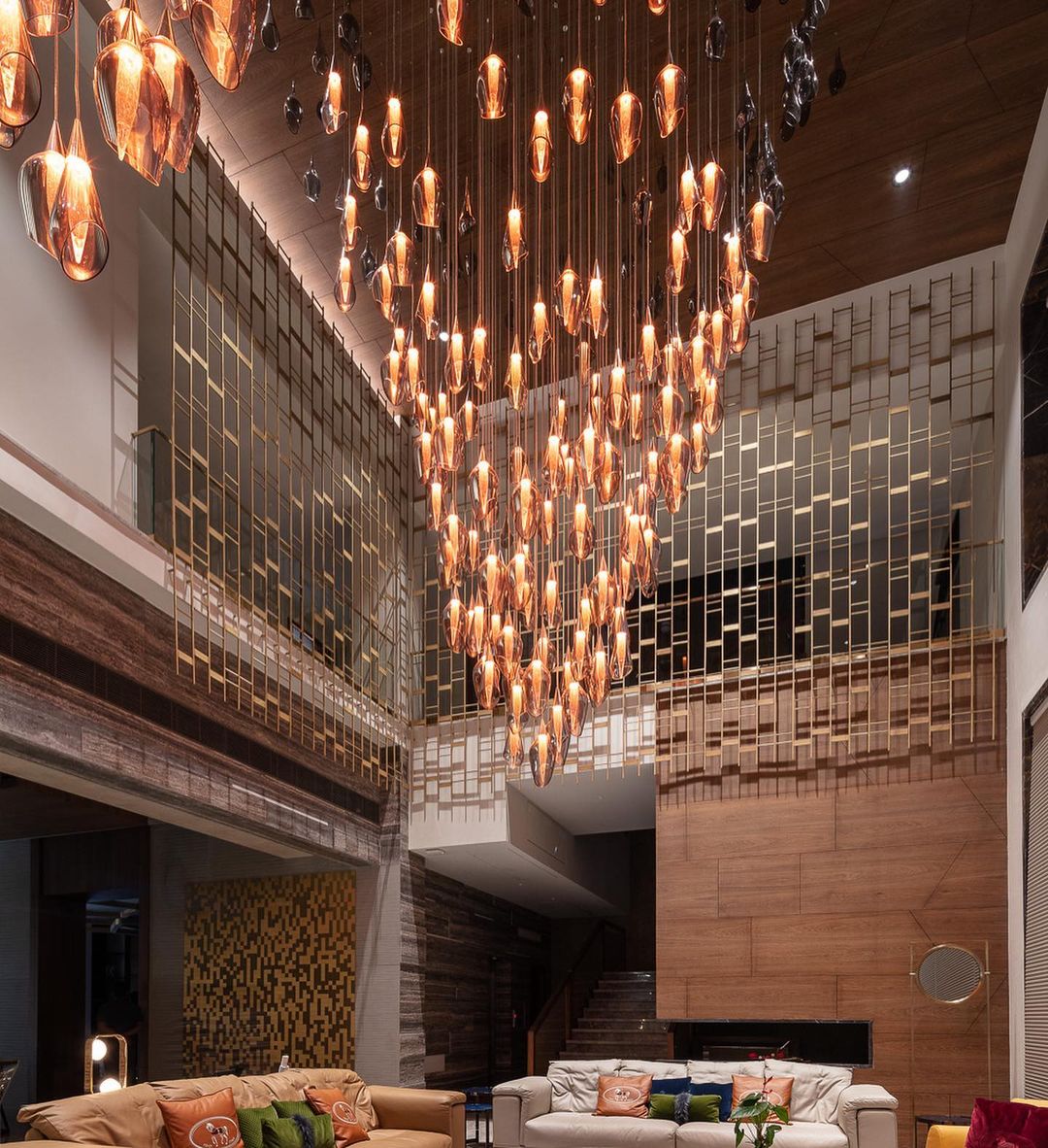 Open Glass Droplet Project Installation chandelier view 7