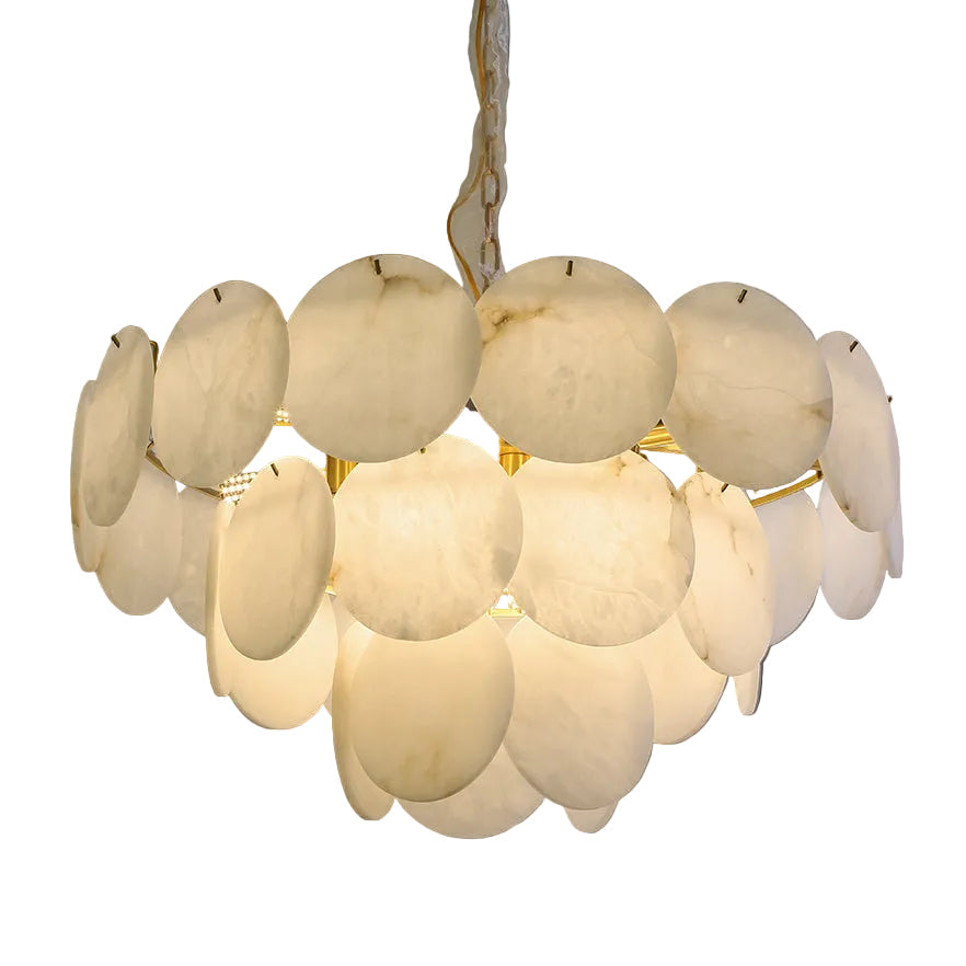 VORELLI® Alfonso Marble Circular Chandelier with layered smooth marble discs