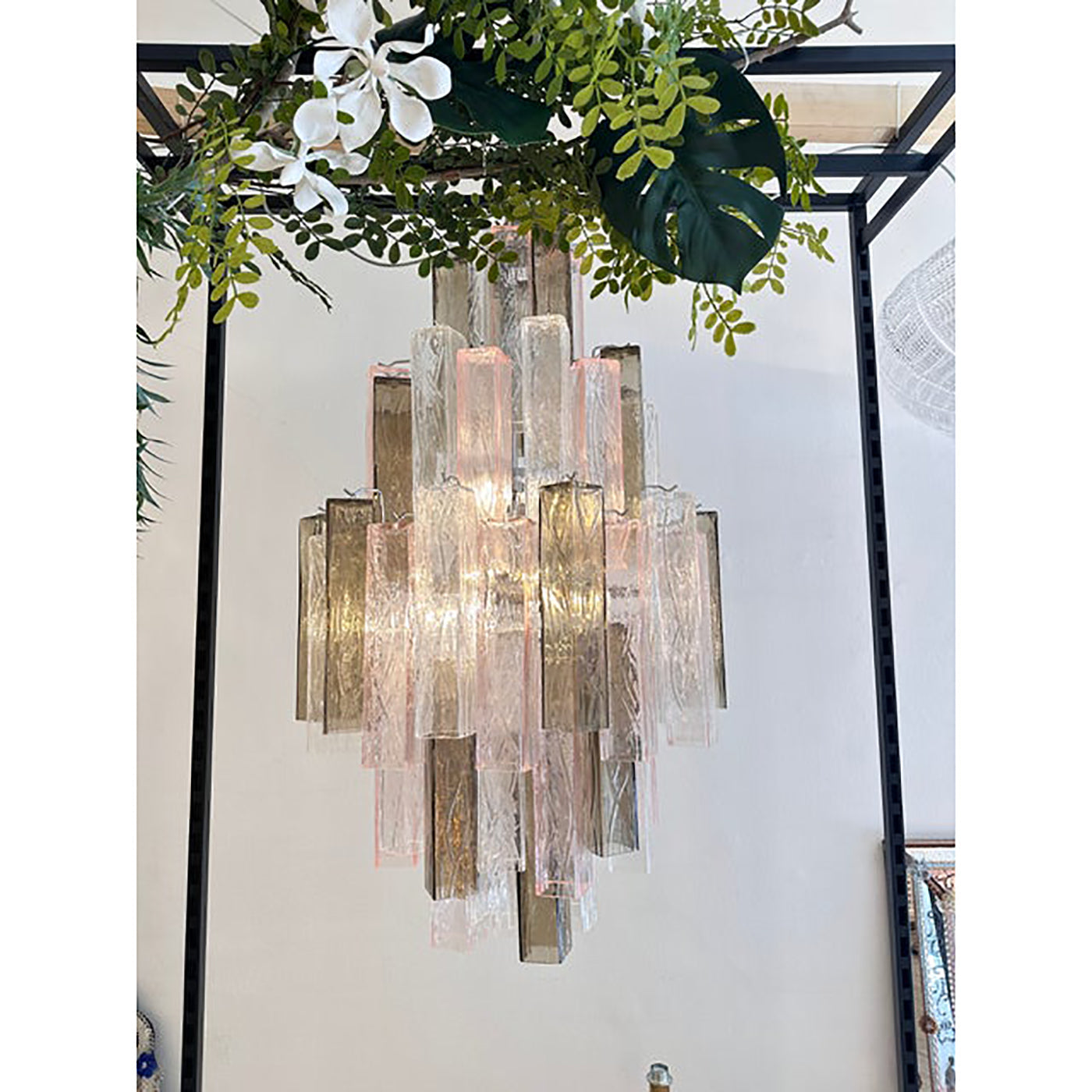 VORELLI Solana Squares Murano Glass Staircase Chandelier - Squares Murano Glass image 3