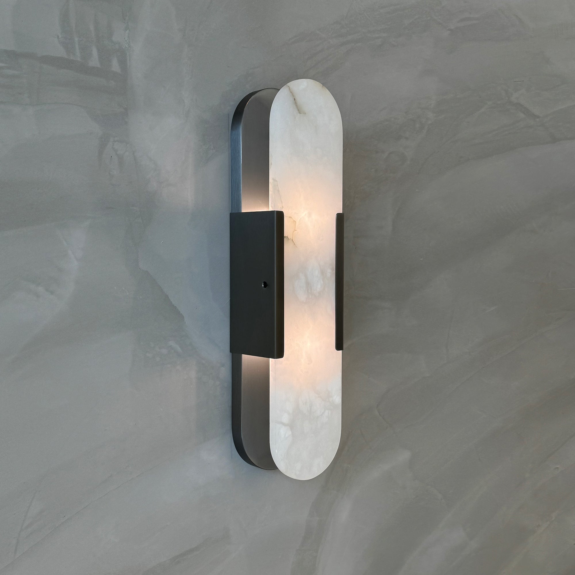 close view of marble veining on luxury wall sconce