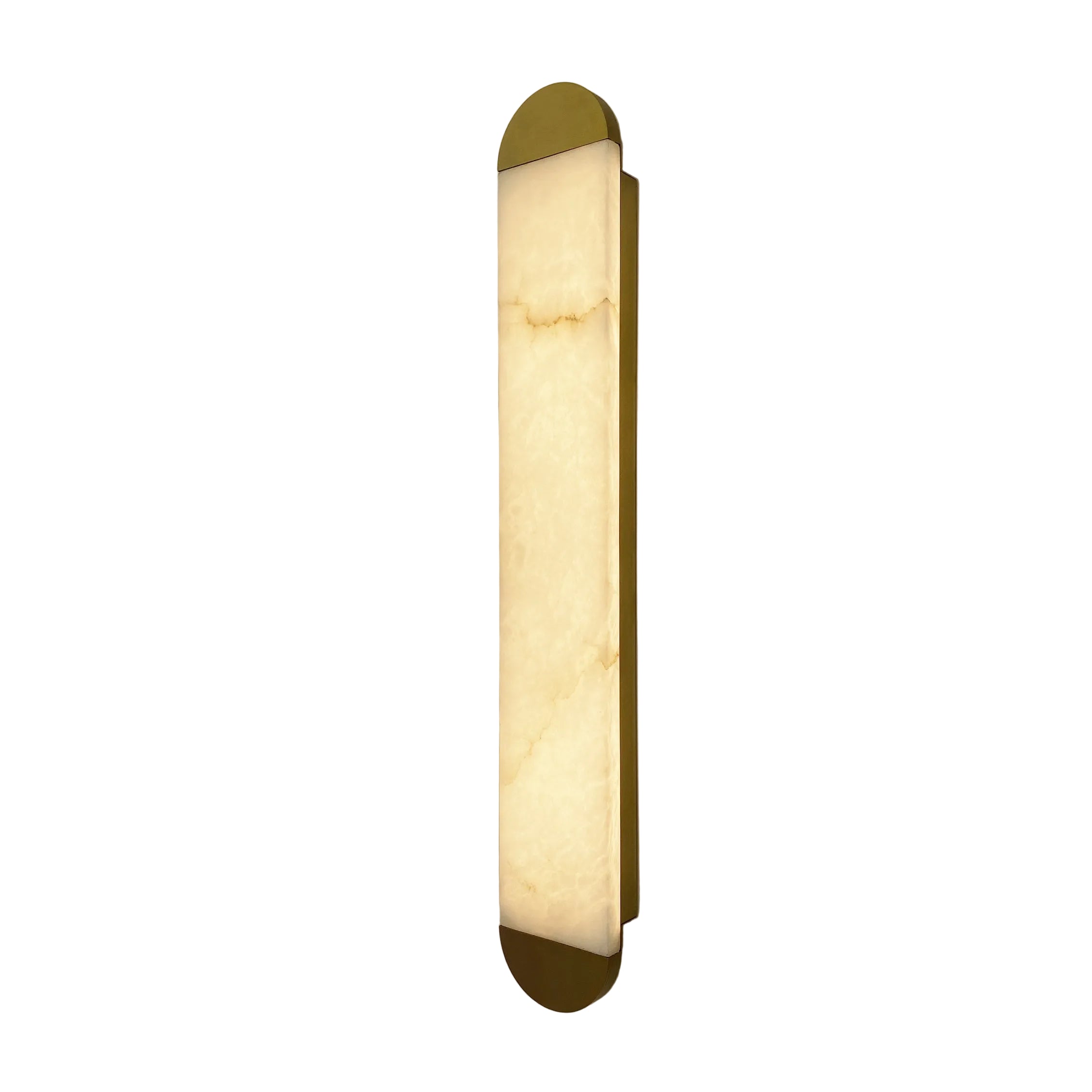 Installed marble wall light casting soft illumination across contemporary wall surface