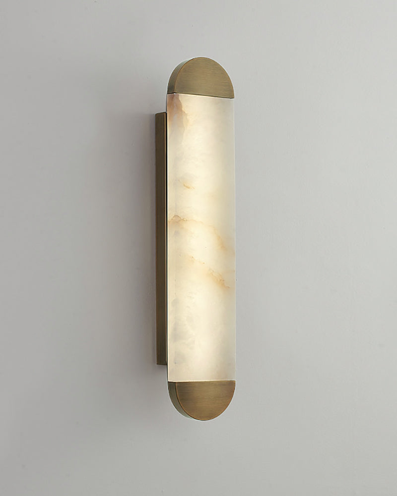 Slim vertical marble wall light designed for refined contemporary interiors