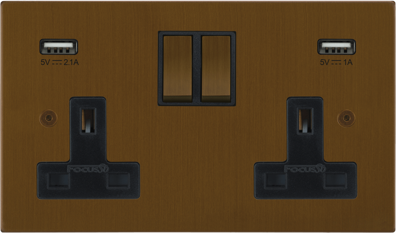 Ambassador Square Double Socket + USB architectural switches studio view