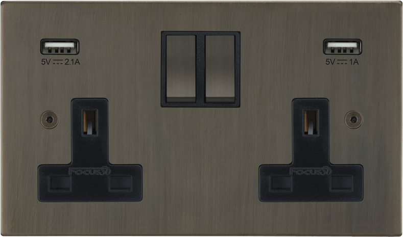 Ambassador Square Double Socket + USB architectural switches view 6