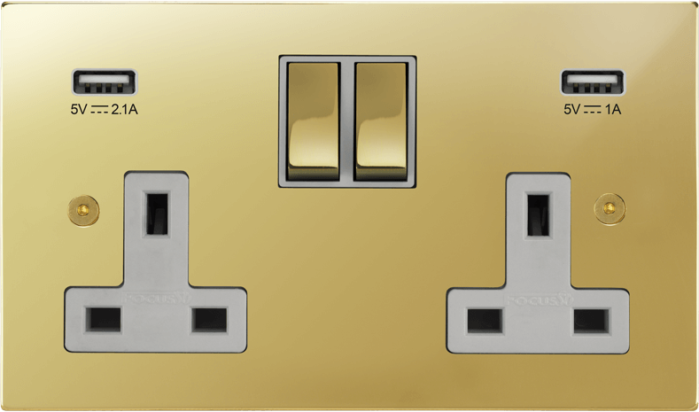 Ambassador Square Double Socket + USB architectural switches view 9