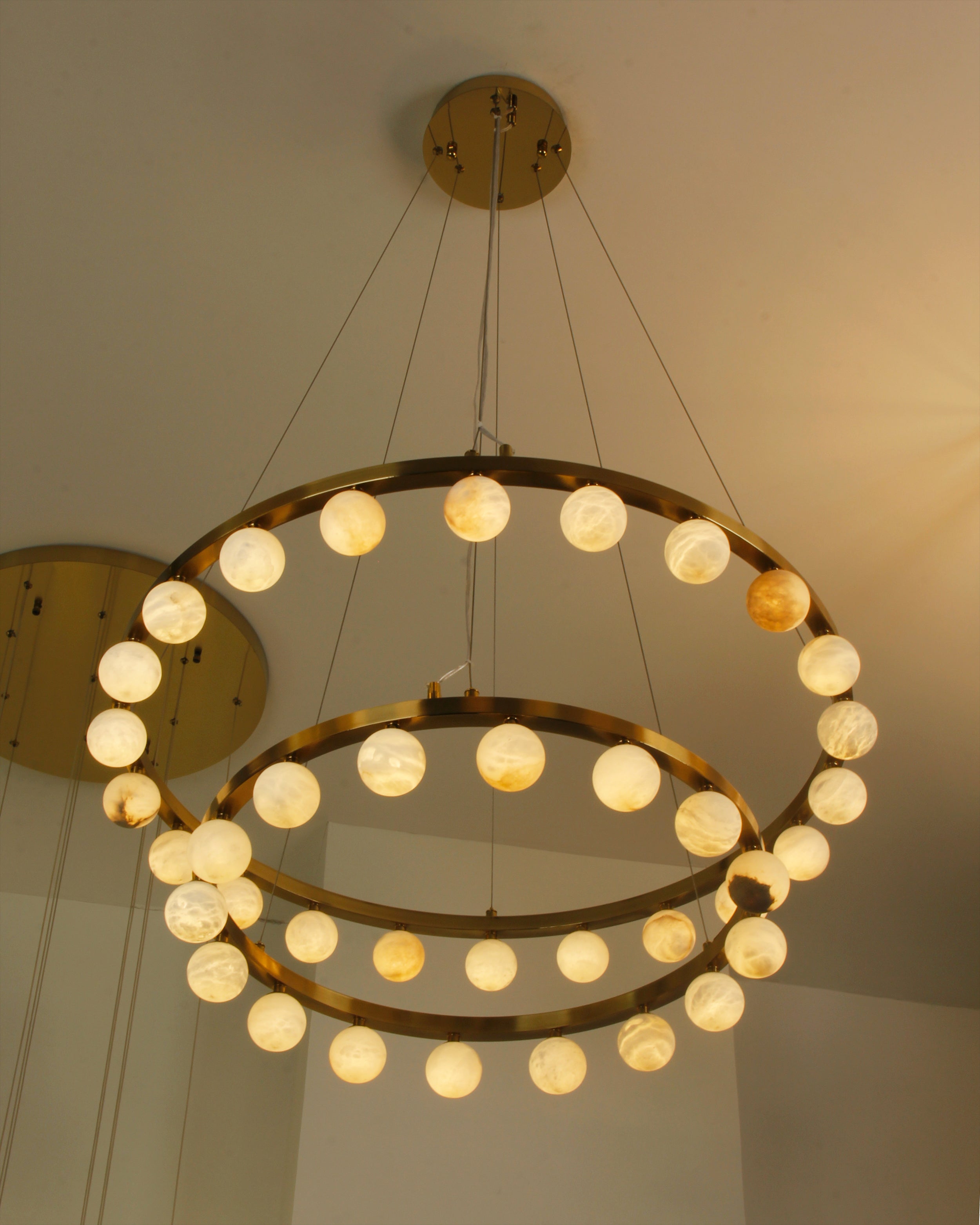 Orbit Marble Double Ring Chandelier