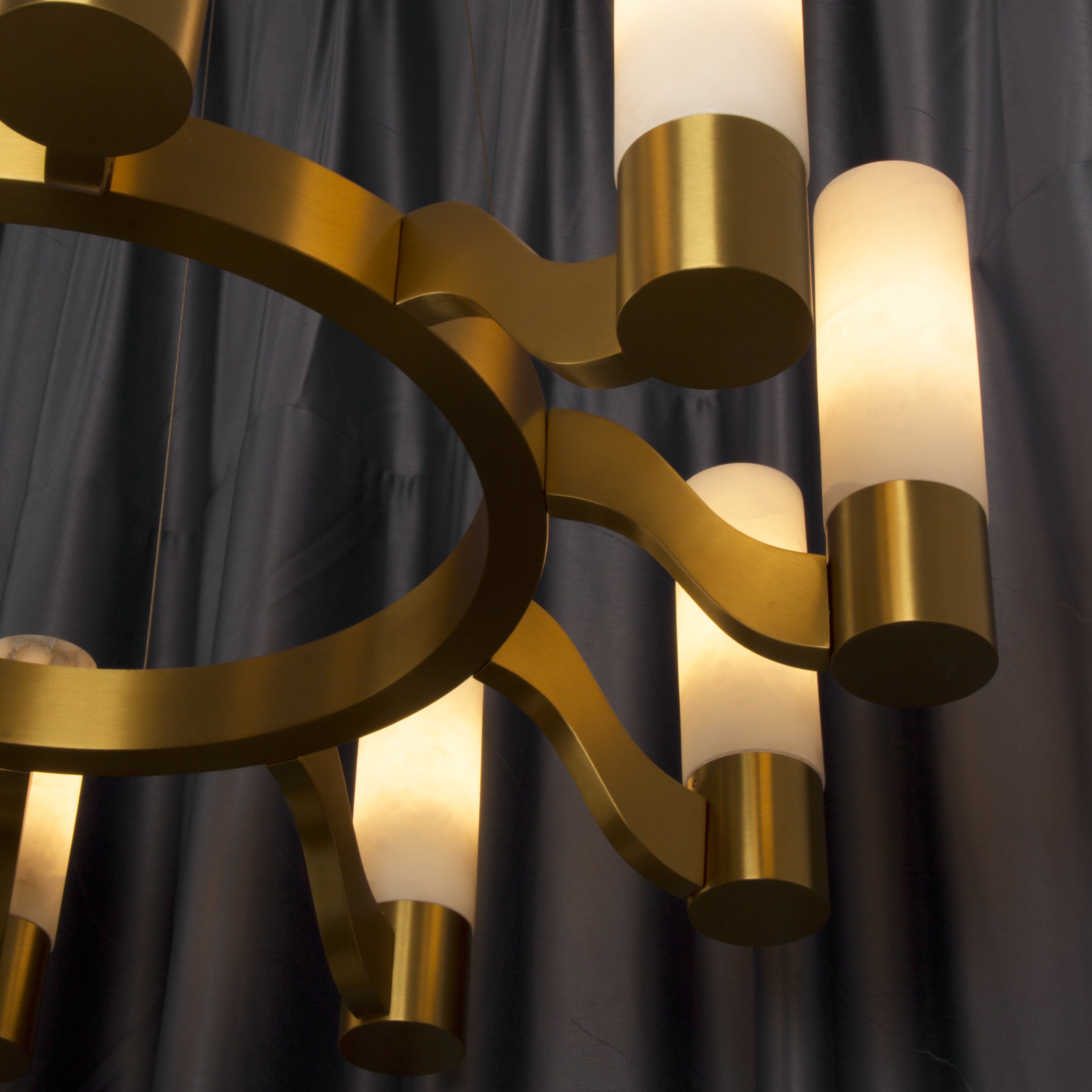 VORELLI® Valenza Marble Chandelier with alabaster marble shades and gold frame.