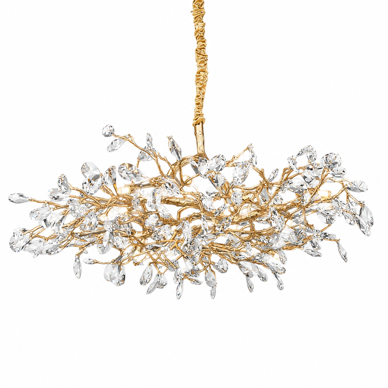 A mood-lit room showcasing the dazzling interplay of light from the VORELLI Arboré Circular Chandelier II.