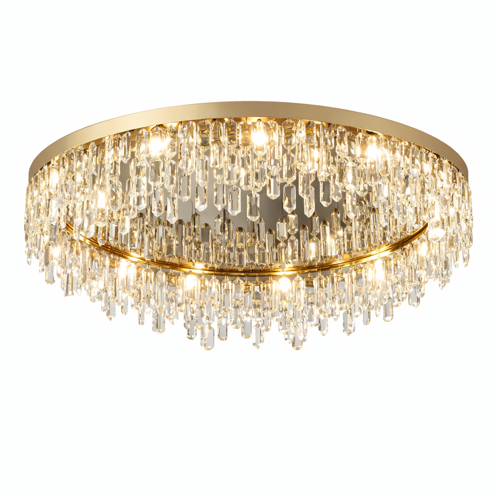 Luxury Abruzzi crystal ceiling light with gold finish for modern UAE interiors