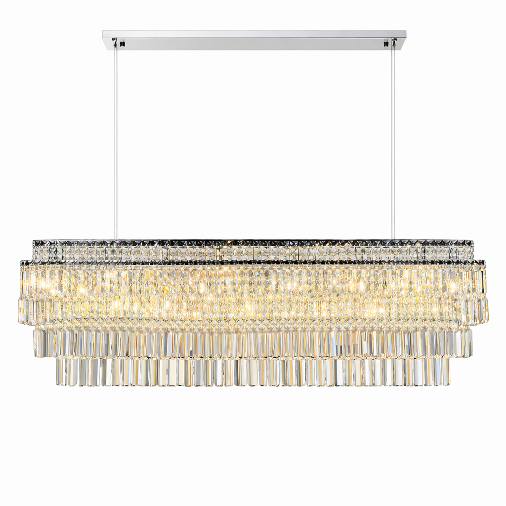 VOURELLI Abruzzi rectangular crystal chandelier UAE white background
