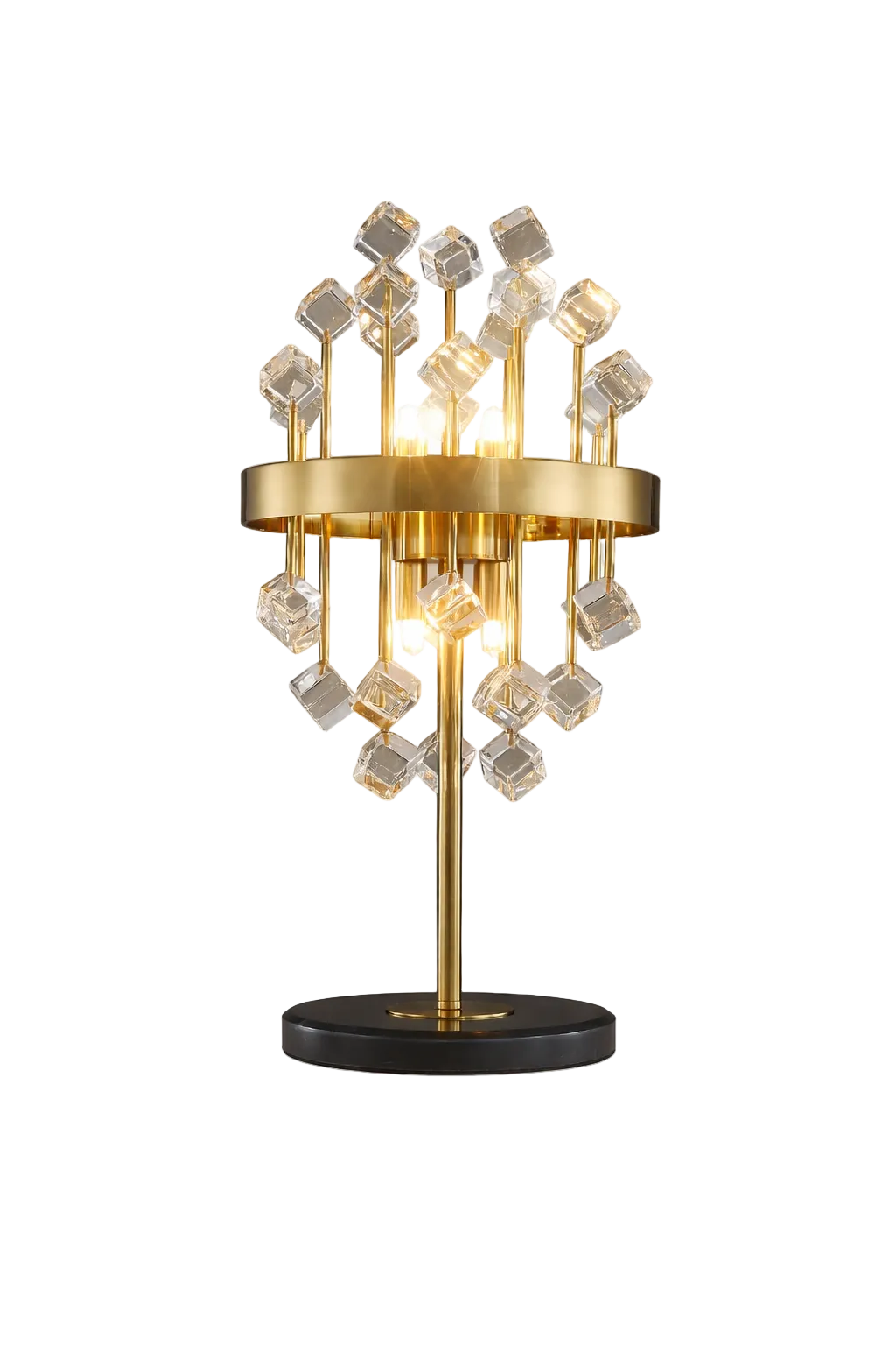 Alytus Table Lamp by VORELLI with gold frame and glass spheres UAE