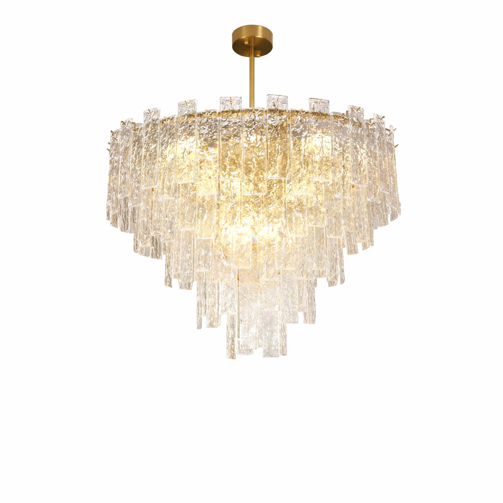 Ambani Circular Chandelier with cracked crystal and gold frame UAE