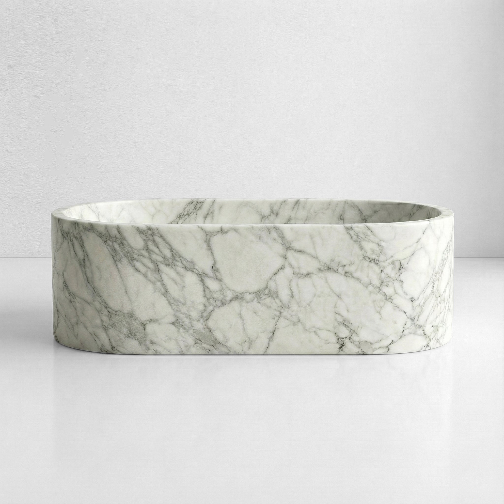 Arabescato Marble Freestanding Bathtub - Elliptical by VORELLI