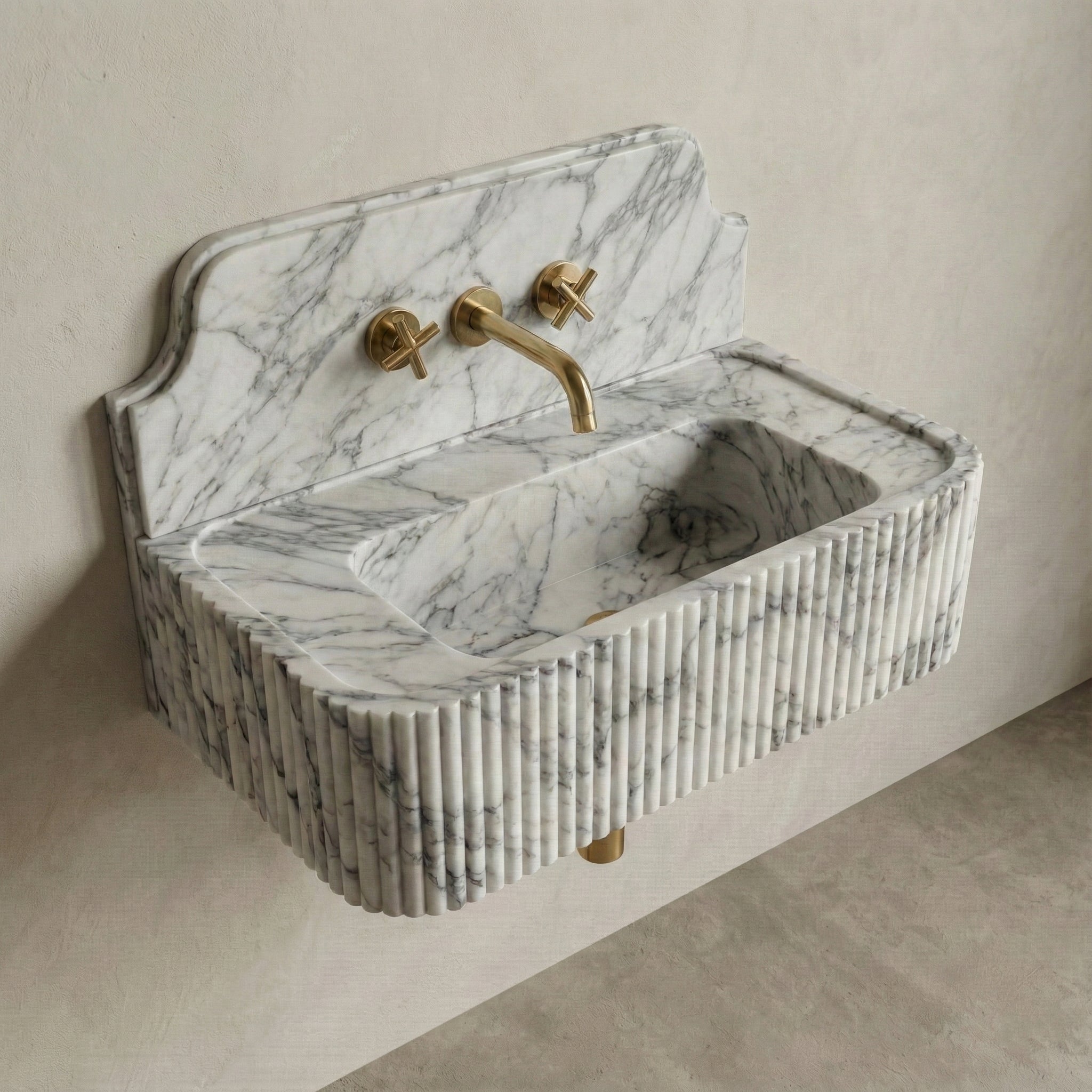 Arabescato Backsplash Sink - Fluted by VORELLI
