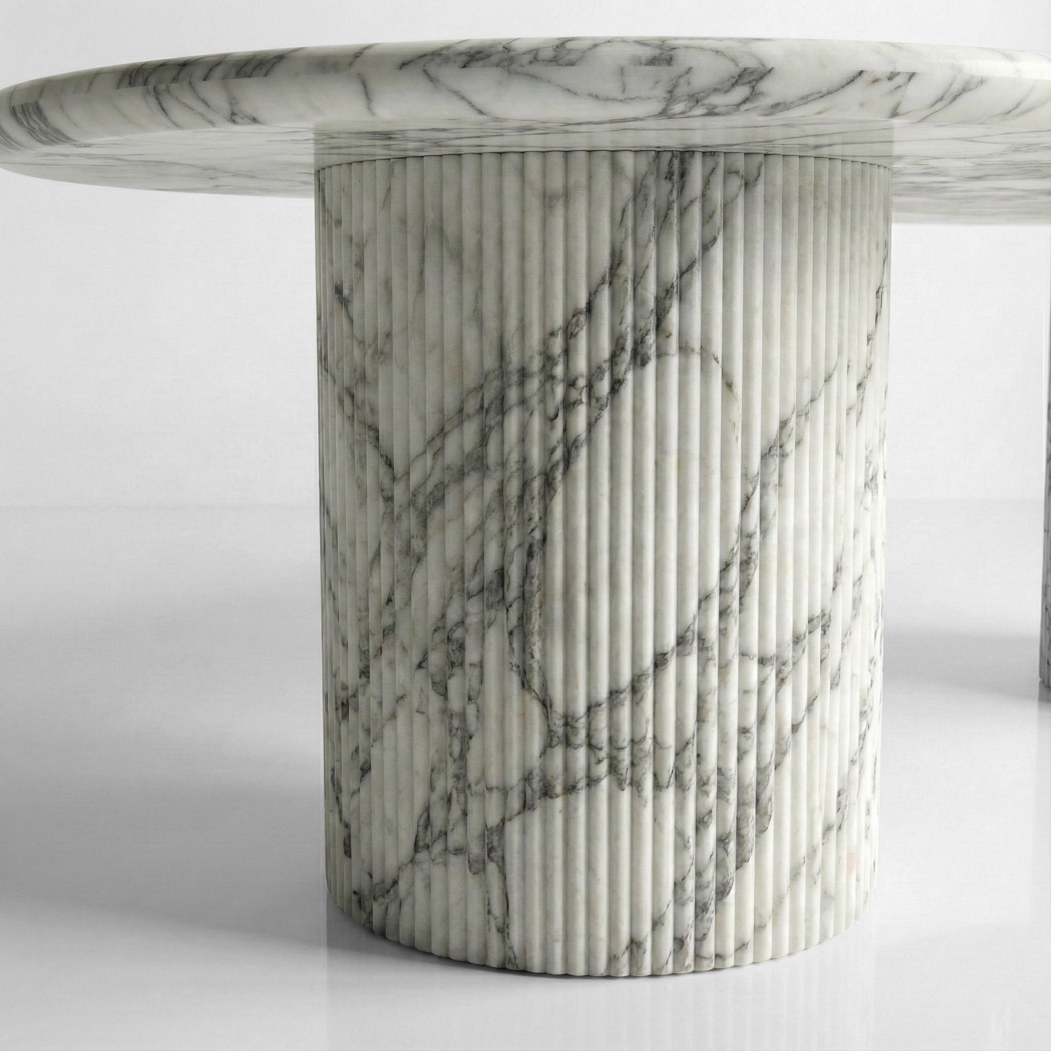 Arabescato Marble Oval Dining Table - Fluted by VORELLI