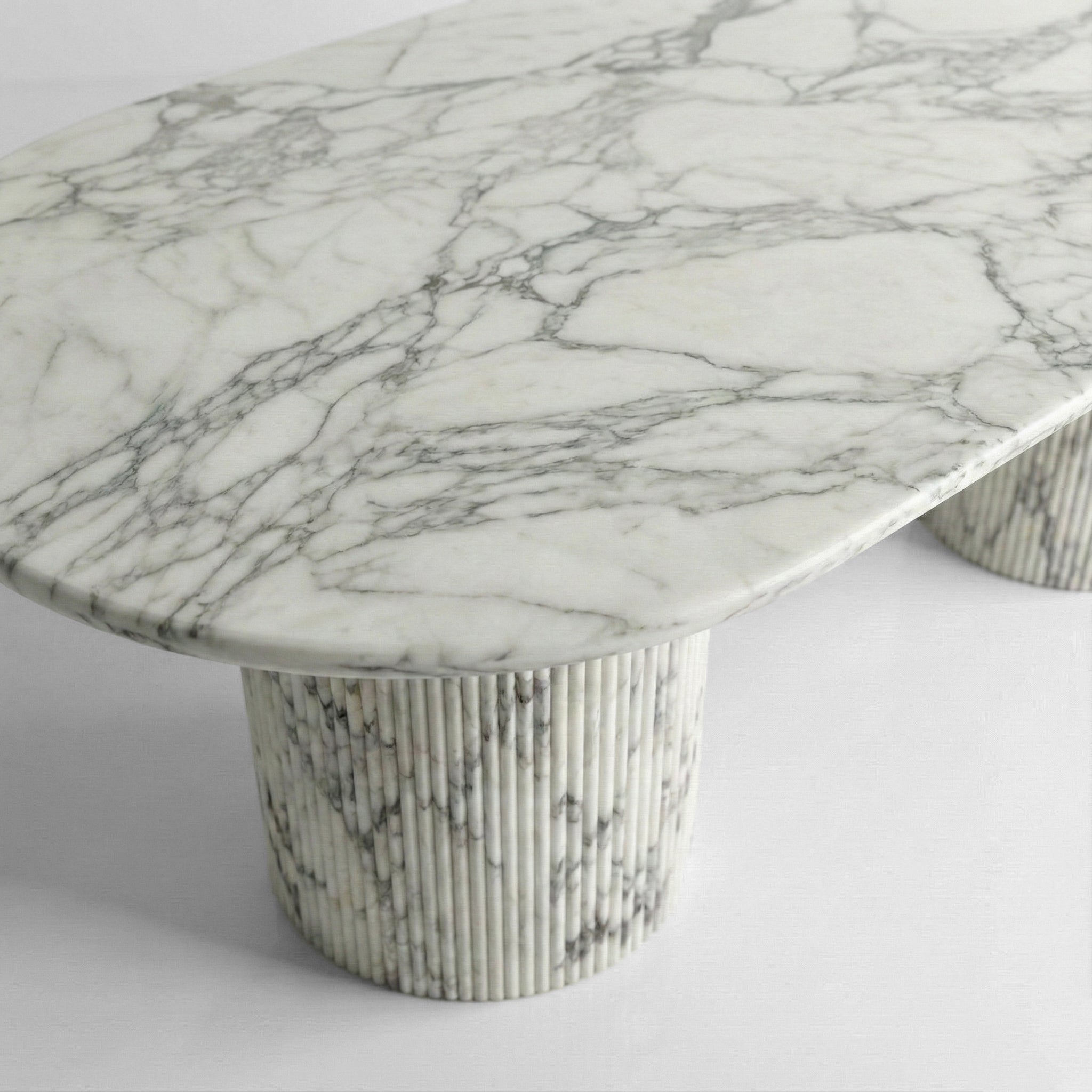 Arabescato Marble Oval Dining Table - Fluted by VORELLI