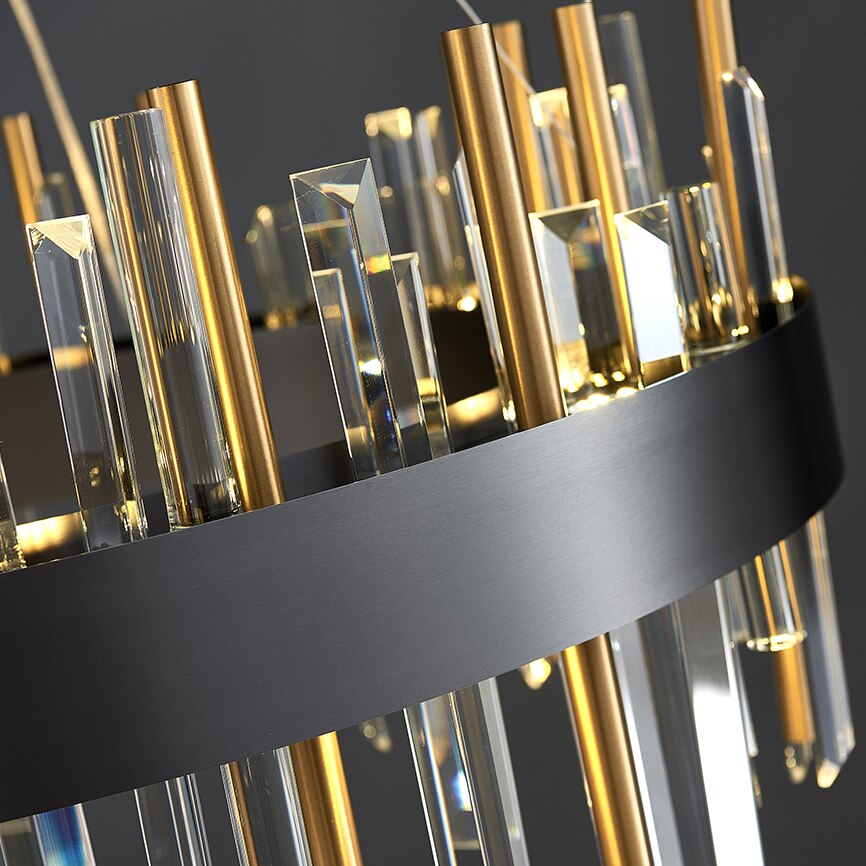 Detail of Ardmore Circular Chandelier brushed gold ring structure