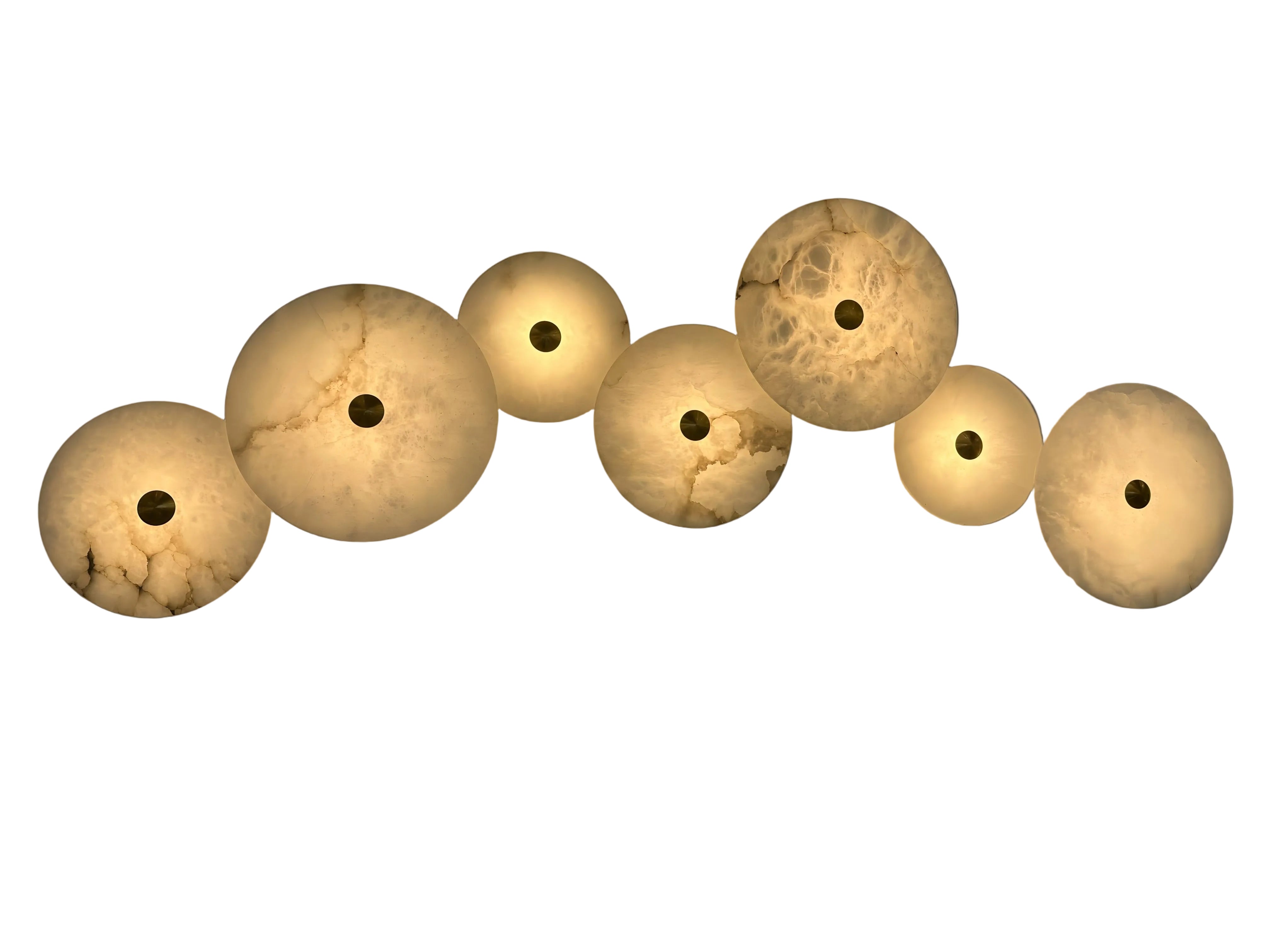 Aria Marble Wall Light round marble discs with brass centre detail
