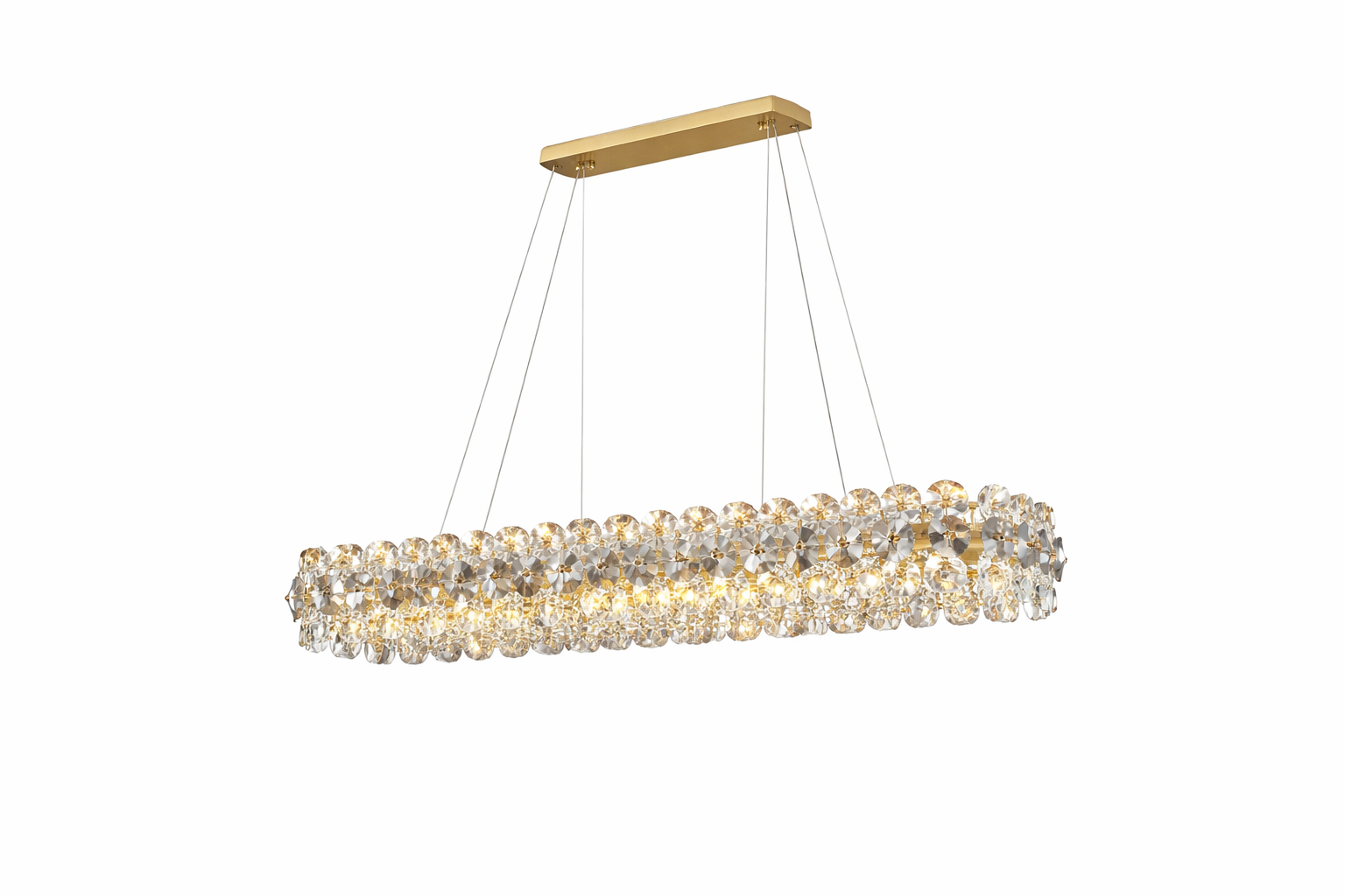 Astoria rectangular crystal chandelier with clear and smoky grey crystals
