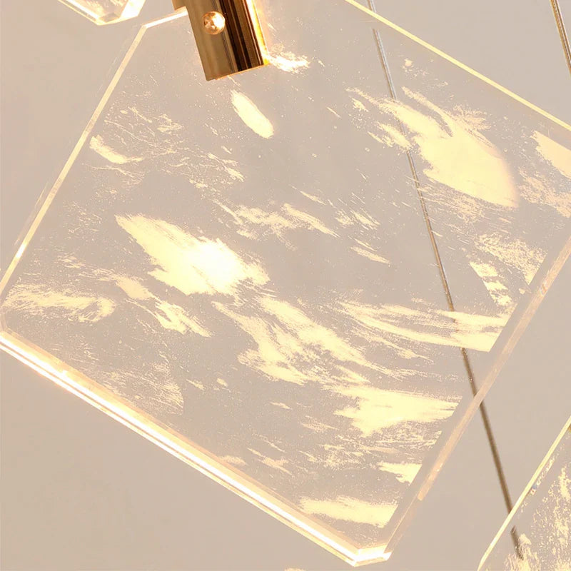Detail of textured crystal surface on Avellino staircase chandelier