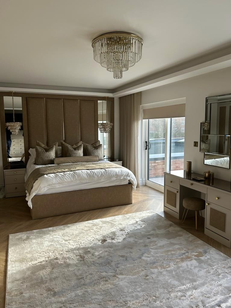 Beckenham ceiling light creating warm ambience in bedroom