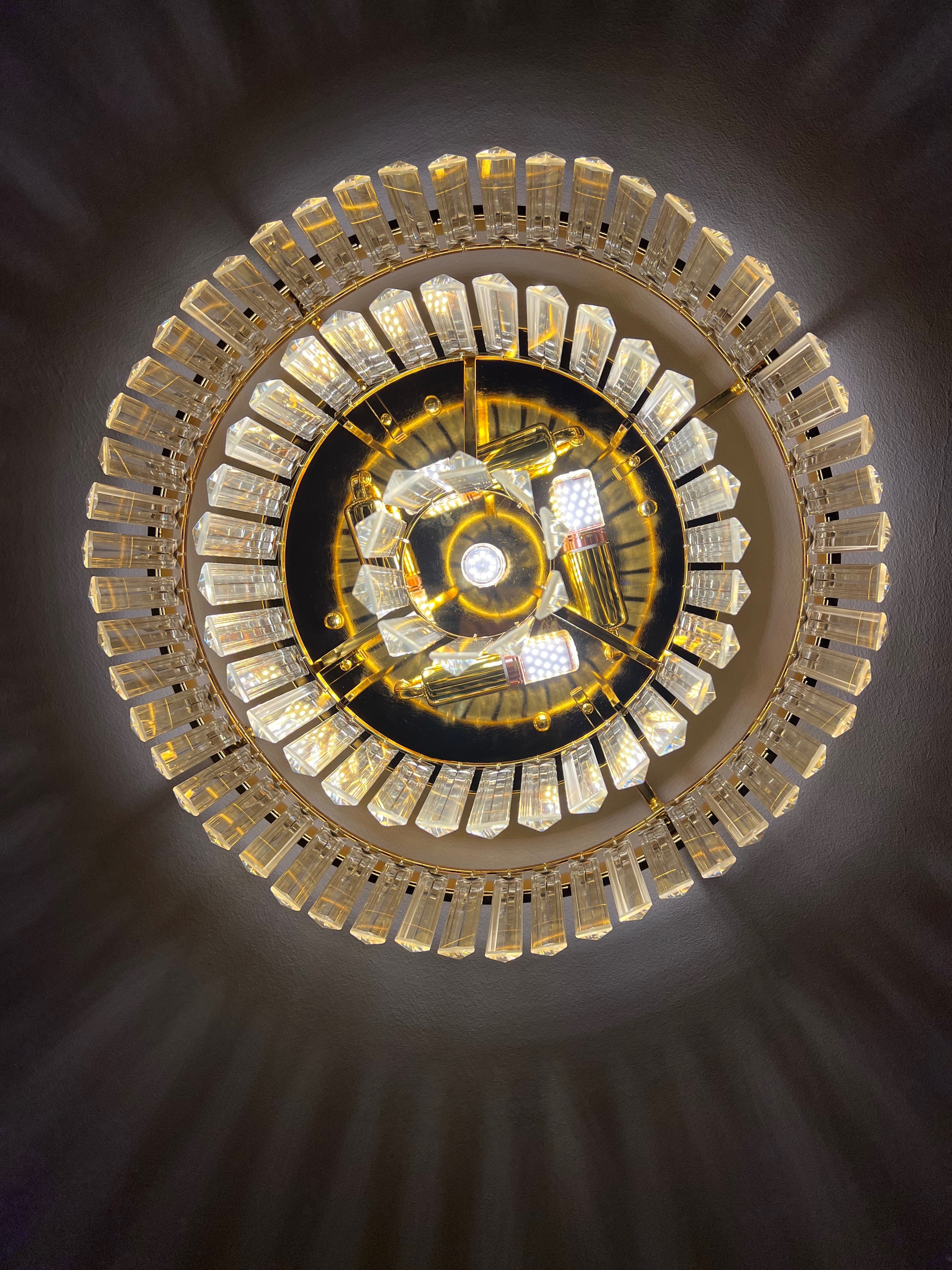 Underside detail of Beckenham crystal bar ceiling light