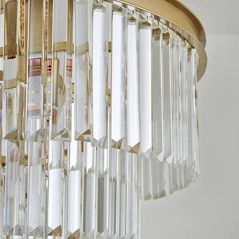 Detailed view of crystal bar edges on Beckenham ceiling light