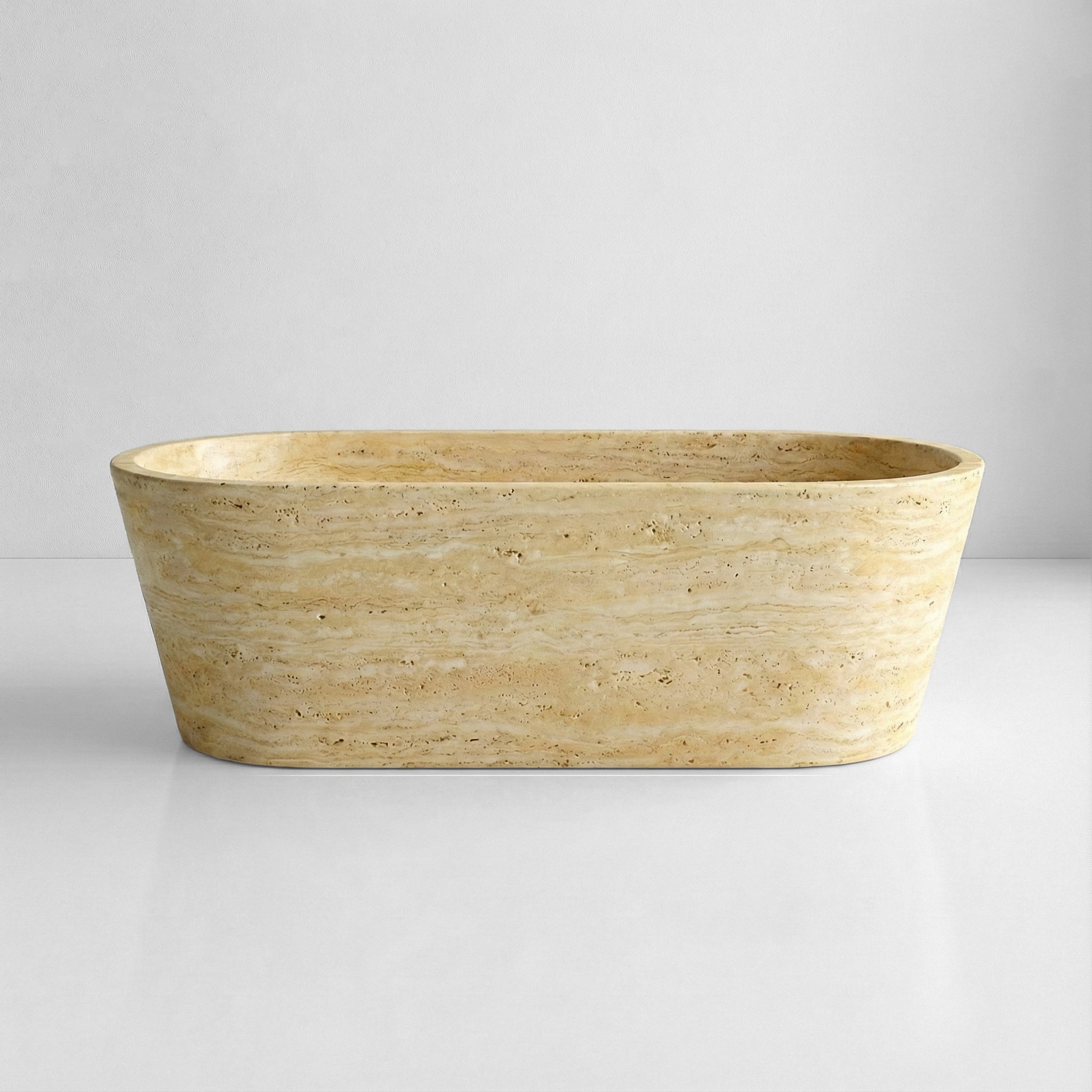 Beige Travertine Freestanding Bathtub - Tapered by VORELLI