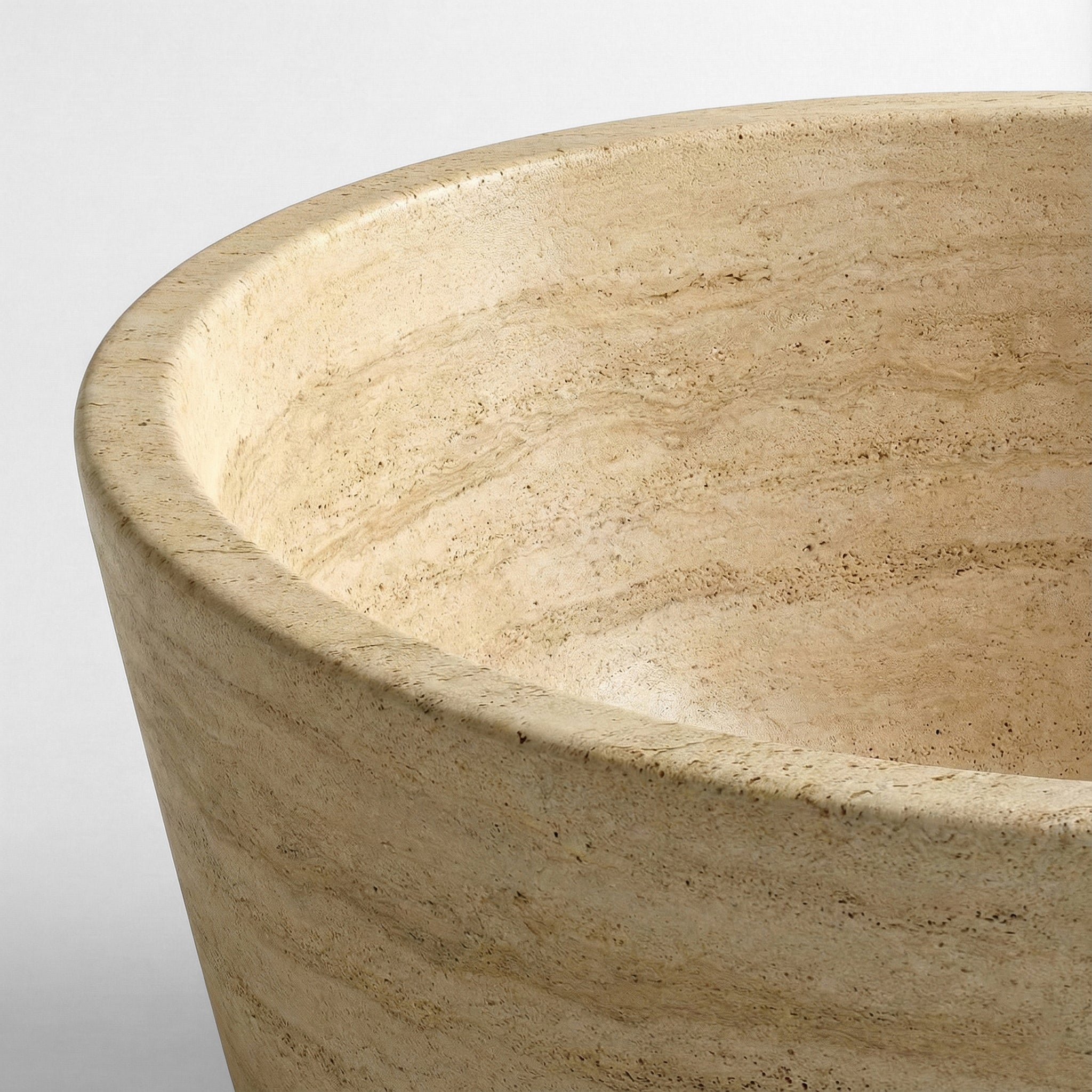 Beige Travertine Freestanding Bathtub - Tapered by VORELLI