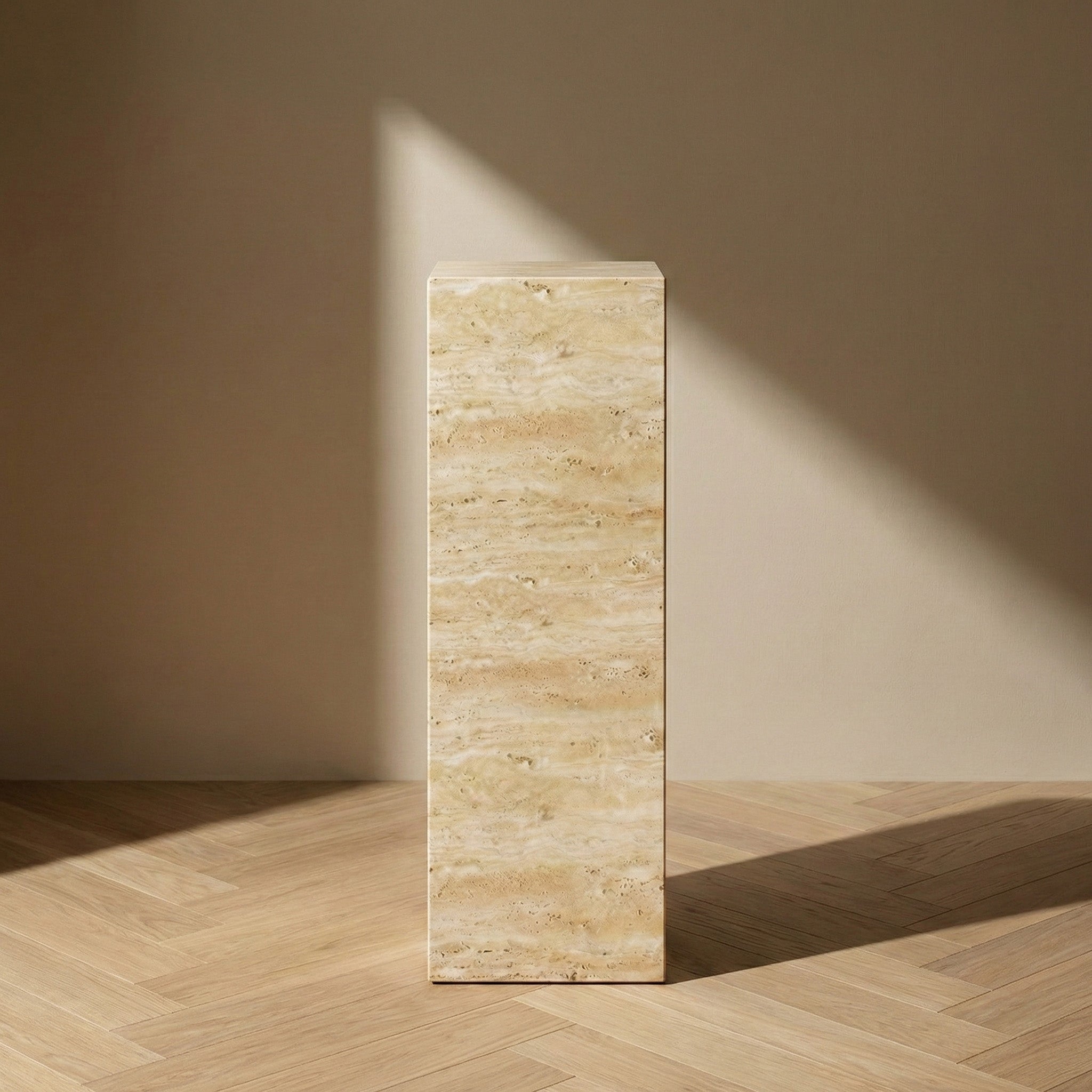 Beige Travertine Pedestal Stand by VORELLI
