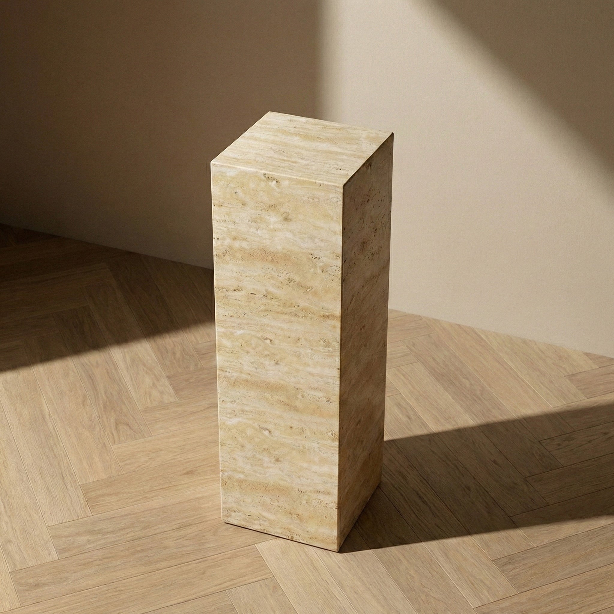 Beige Travertine Pedestal Stand by VORELLI