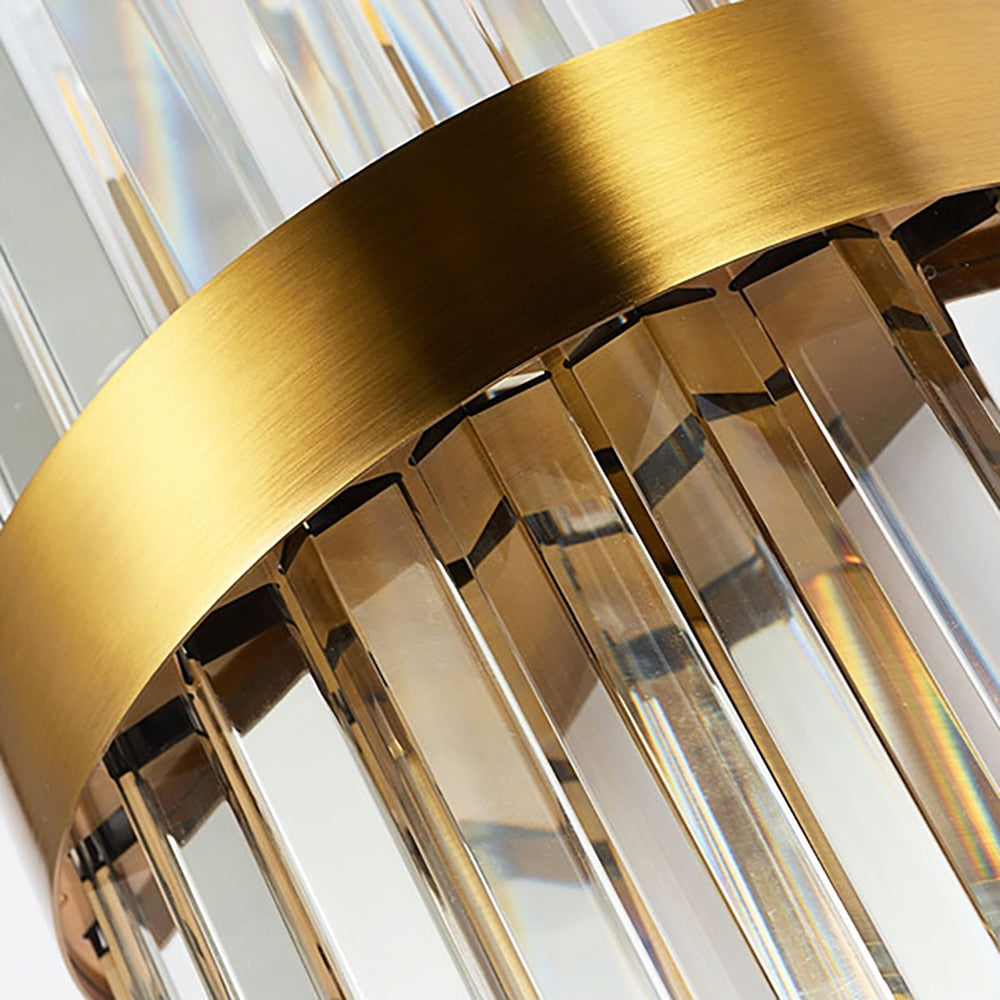 Close-up of brushed metal band on Belair wall light