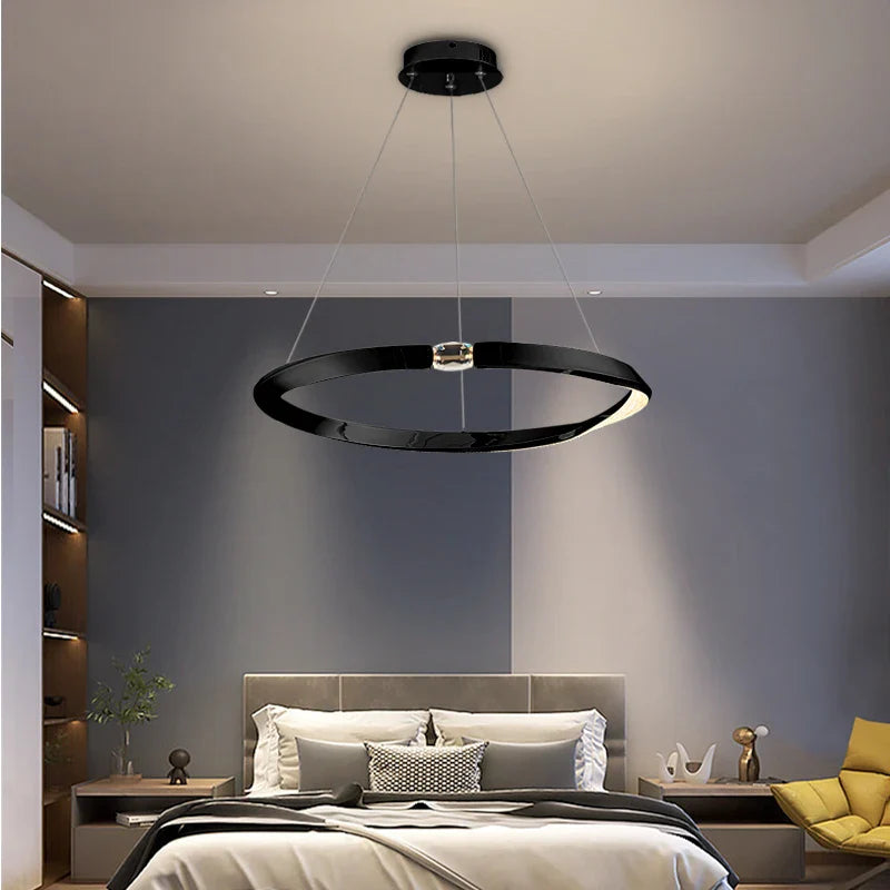 Belgravia diamond cut crystal chandelier in bedroom interior