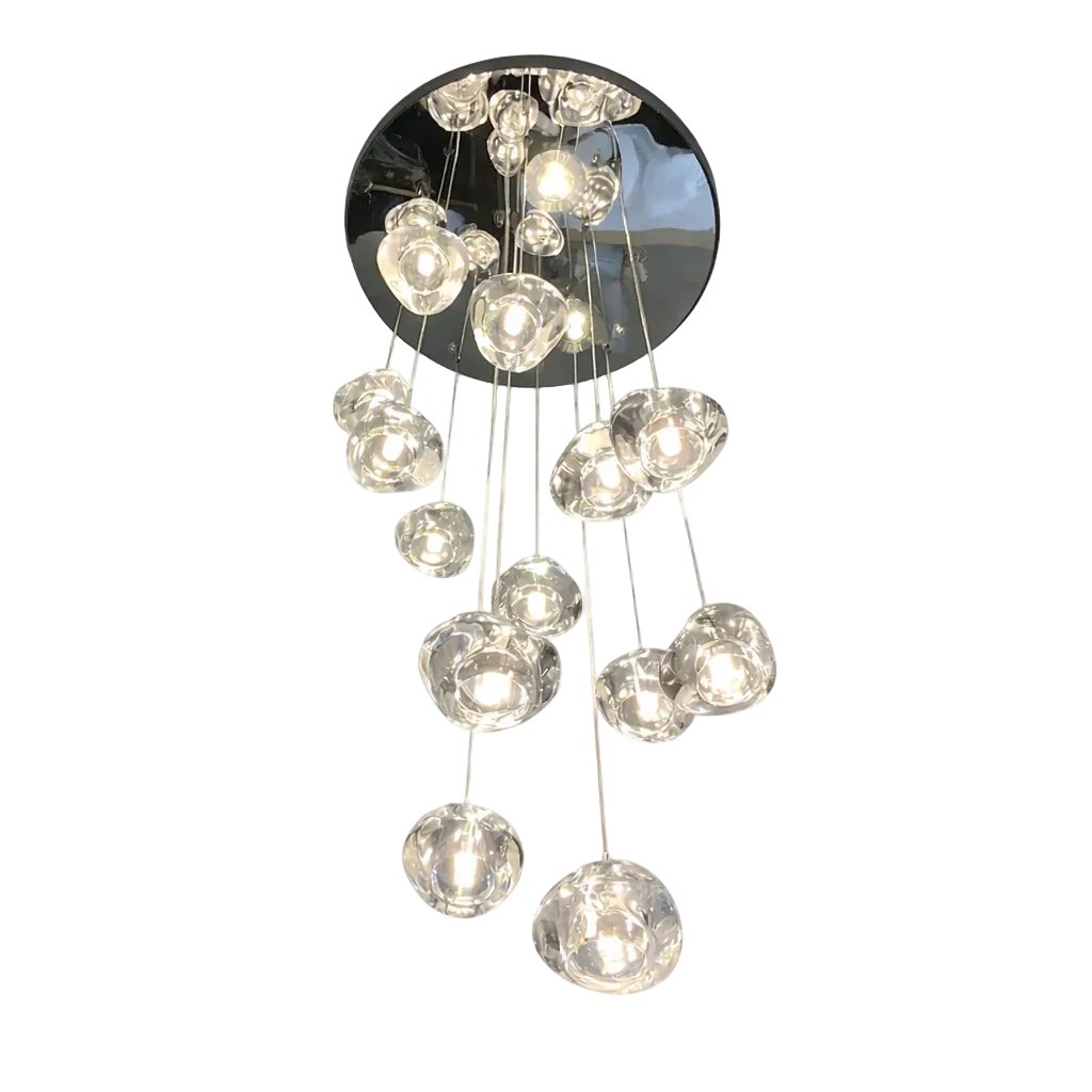 Biella pendant staircase chandelier with cascading glass spheres