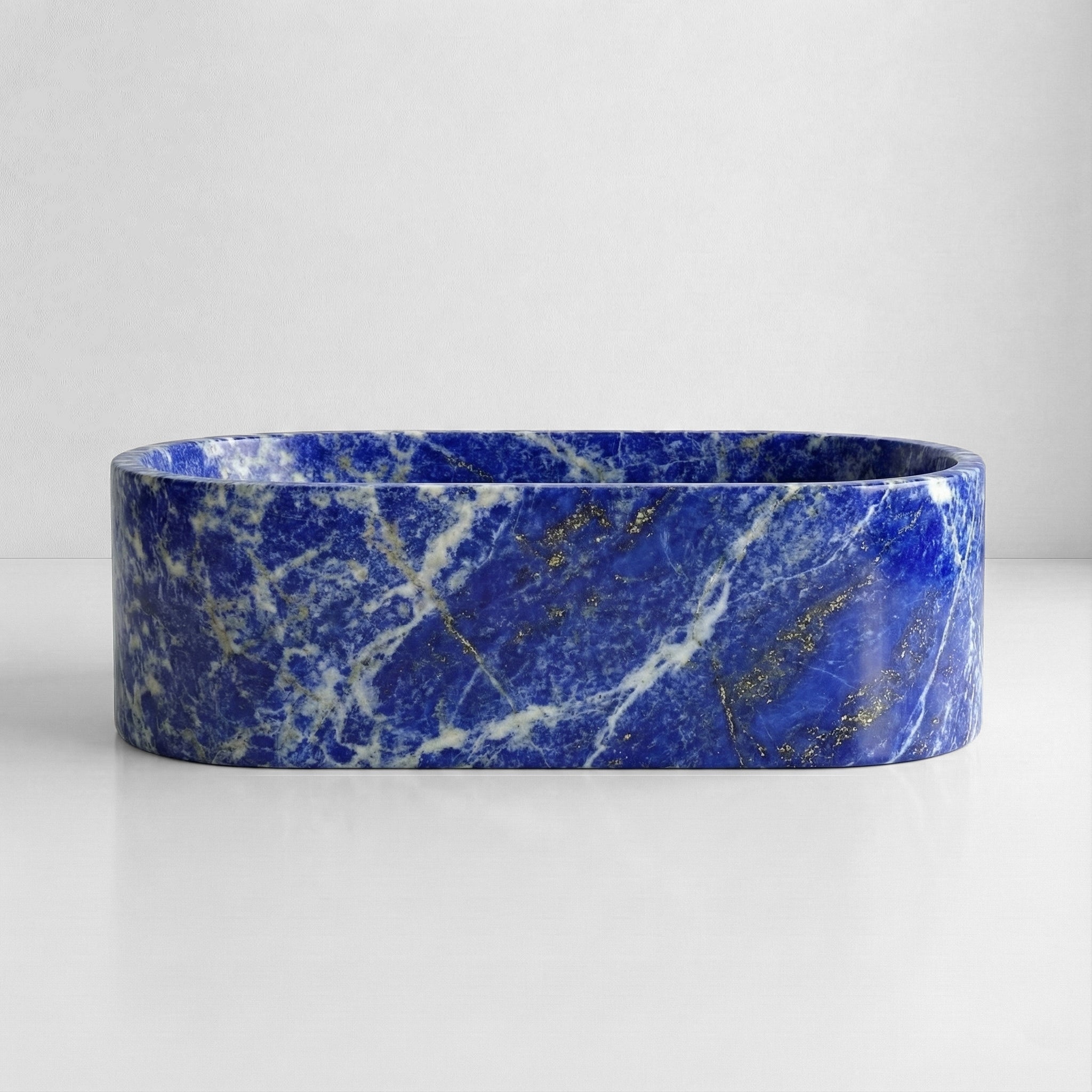 Blue Sodalite Marble Freestanding Bathtub - Elliptical by VORELLI