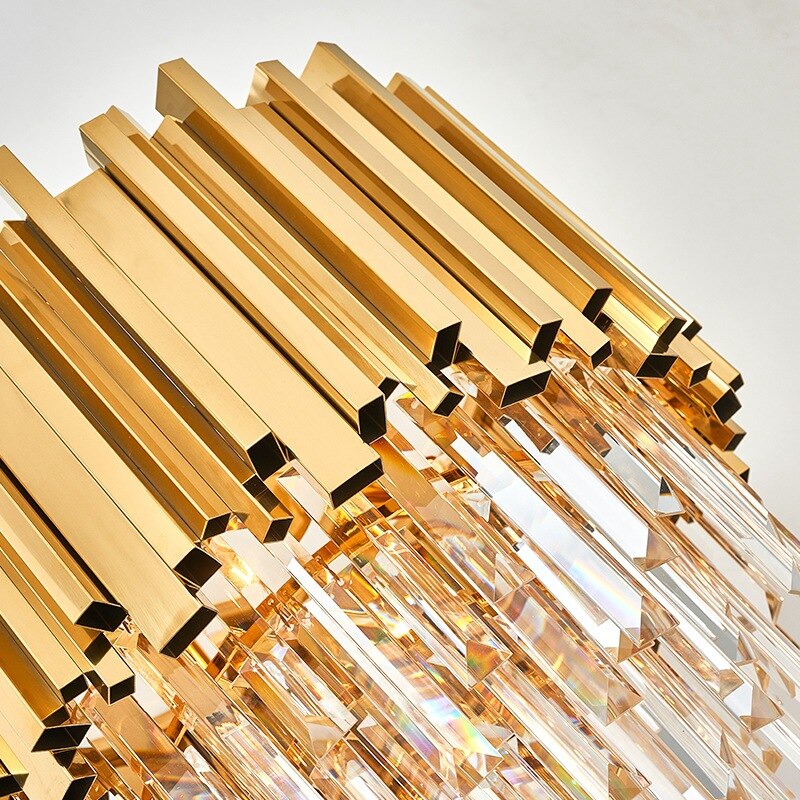 Close-up of gold cuboid tubing on Boeotia floor lamp