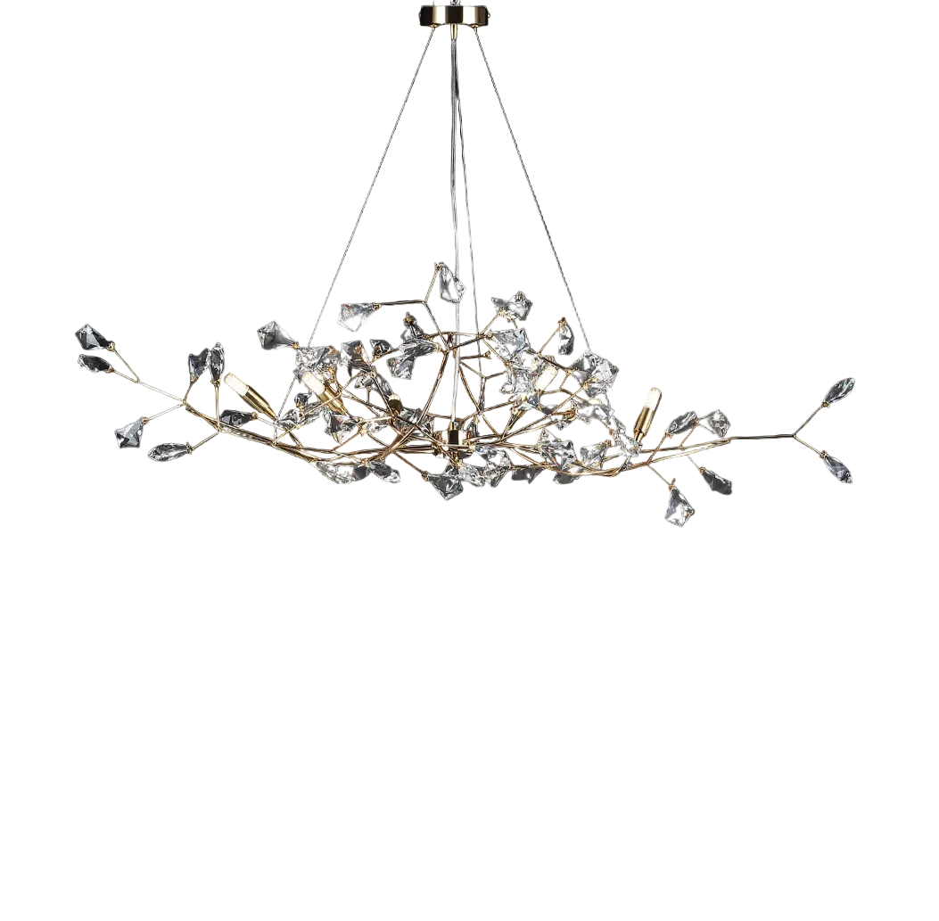 Brisella rectangular chandelier with diamond cut crystal design