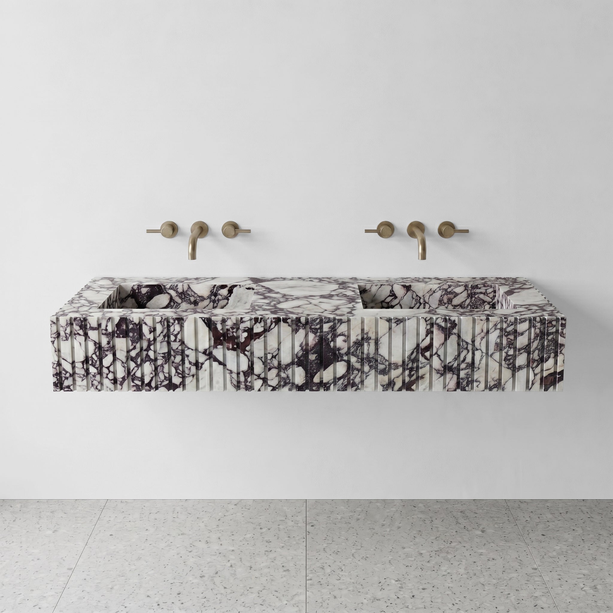 Calacatta Viola Marble Double Sink - Fluted by VORELLI