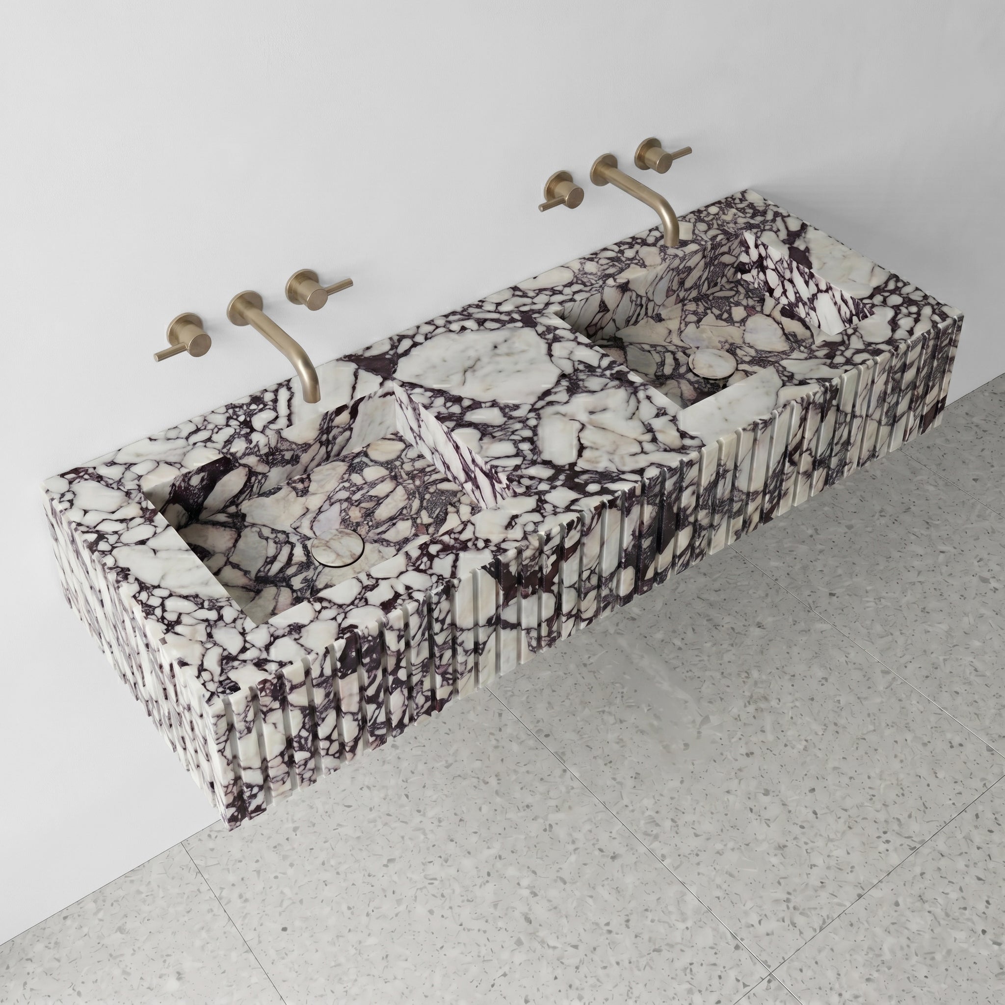 Calacatta Viola Marble Double Sink - Fluted by VORELLI