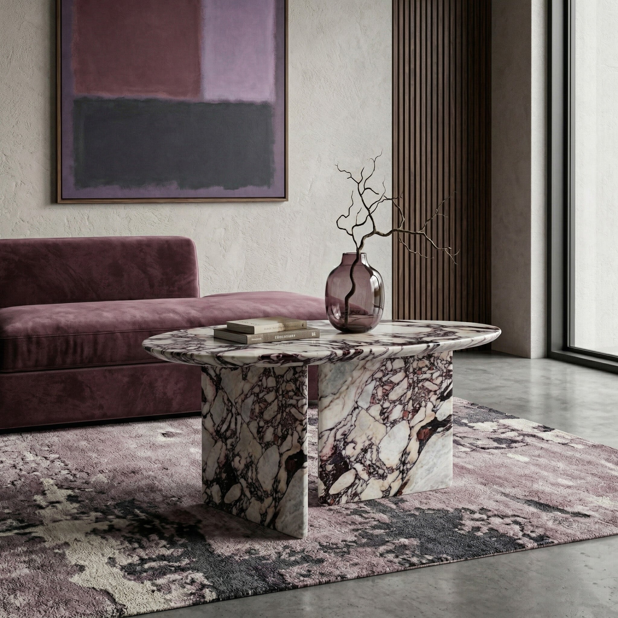 Calacatta Viola Marble Coffee Table - Pebble by VORELLI